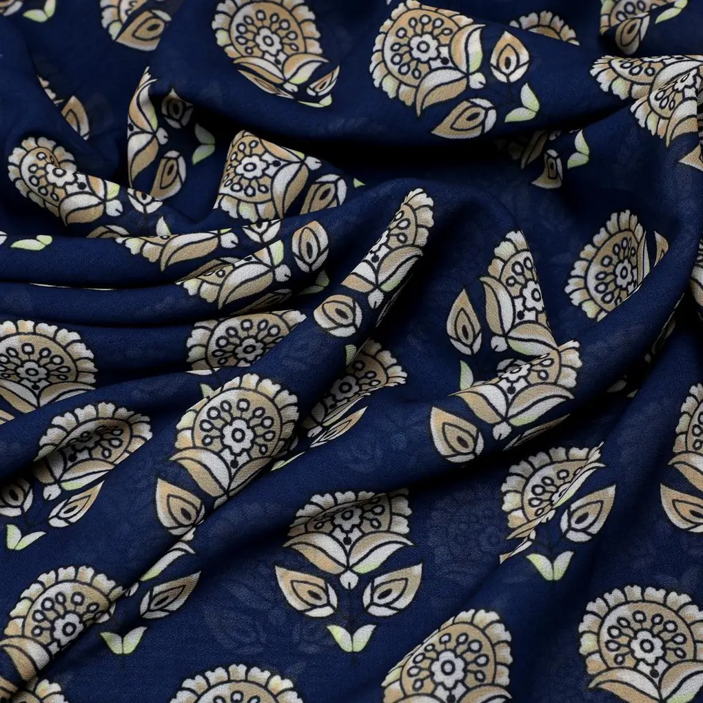 Simply Gradient Sunflower With Blue Background Digital Printed Fabric - Weightless - Image 3