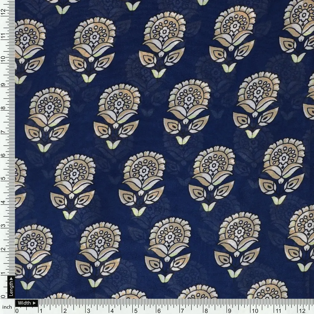 Simply Gradient Sunflower With Blue Background Digital Printed Fabric - Weightless - Image 4