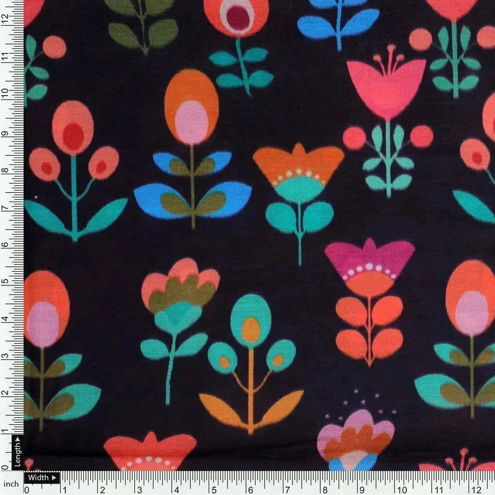 Sketchy Flowers Pattern Digital Printed Fabric - Muslin - Image 4