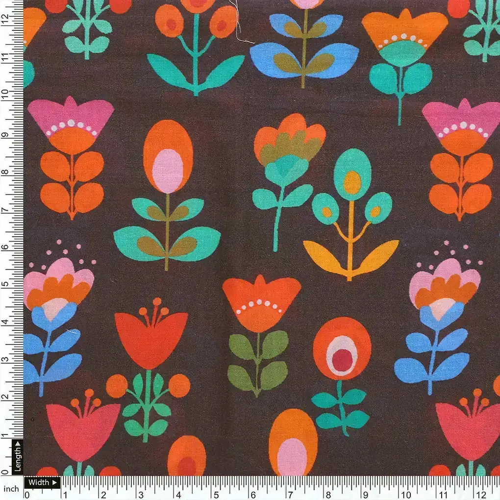 Sketchy Flowers Pattern Digital Printed Fabric - Pure Cotton - Image 4