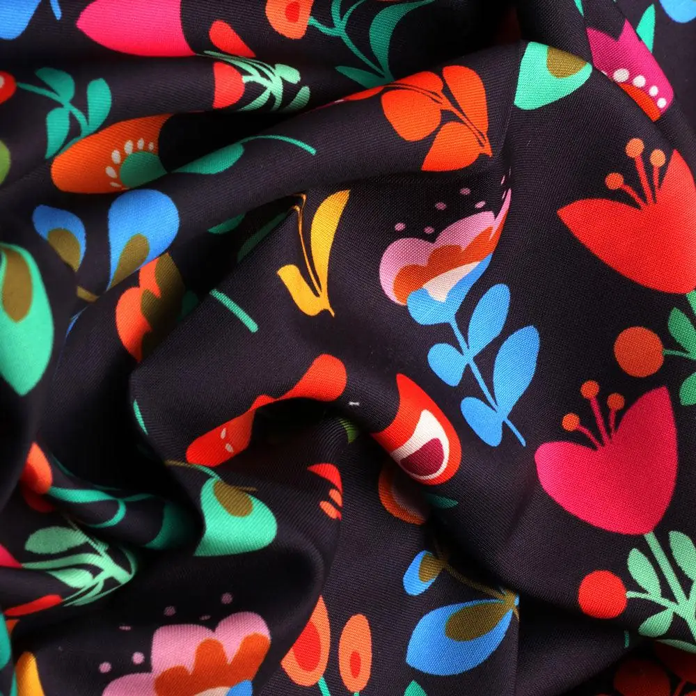Sketchy Flowers Pattern Digital Printed Fabric - Rayon - Image 3