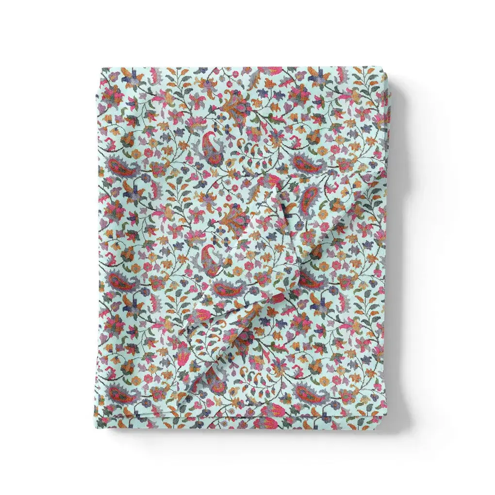 Sky Blue Paisley Pashmina Printed Fabrick - Image 3