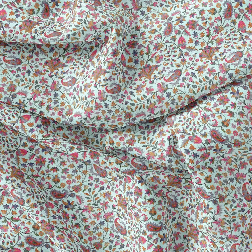 Sky Blue Paisley Pashmina Printed Fabrick - Image 4