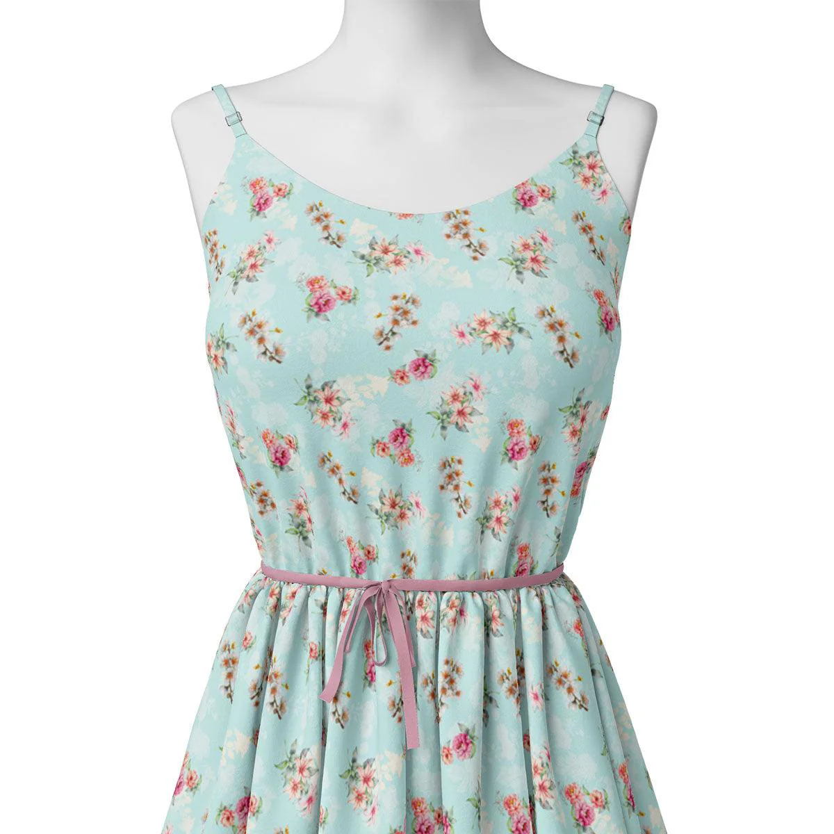 Skyblue Flower Weightless Printed Fabric - Image 2