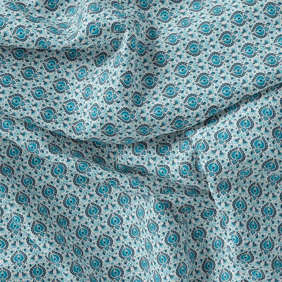 Skyblue Tiny Stylized Motif Digital Printed Fabric - Image 3