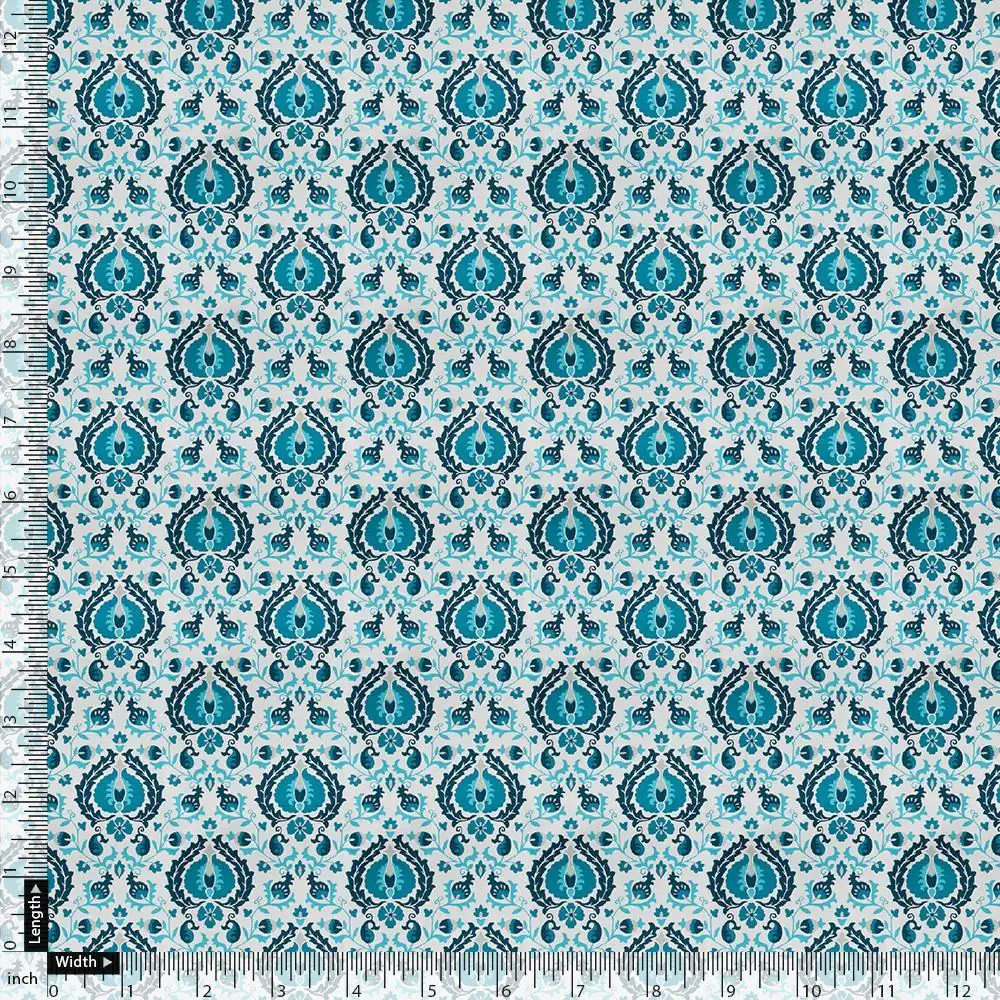 Skyblue Tiny Stylized Motif Digital Printed Fabric - Image 4