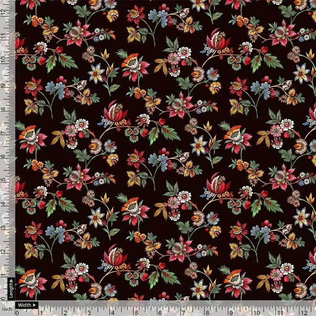 Small Wild Flower Motif Digital Printed Fabric - Image 4