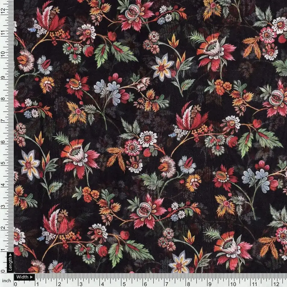 Small Wild Flower Motif Digital Printed Fabric - Image 4