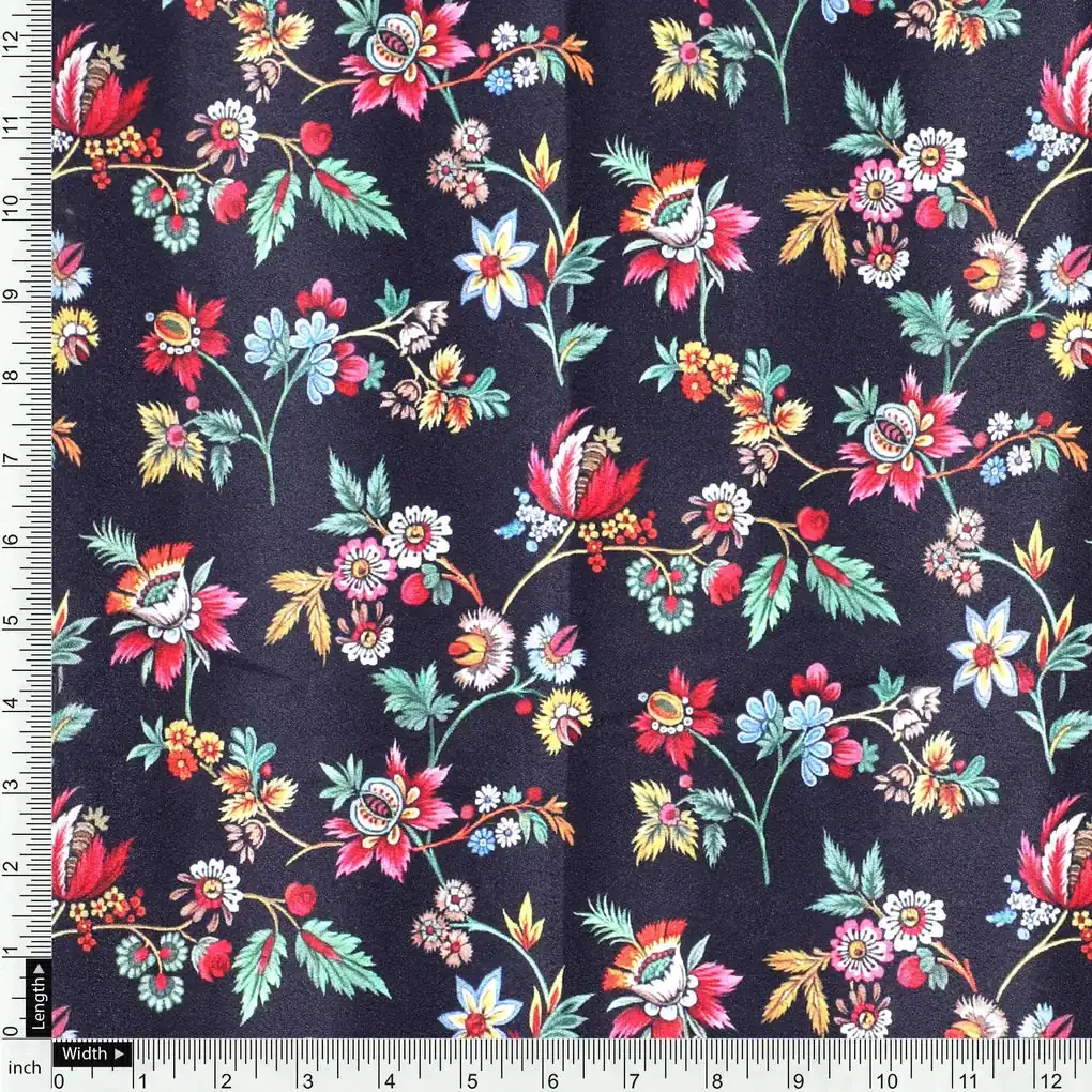 Small Wild Flower Motif Digital Printed Fabric - Image 4