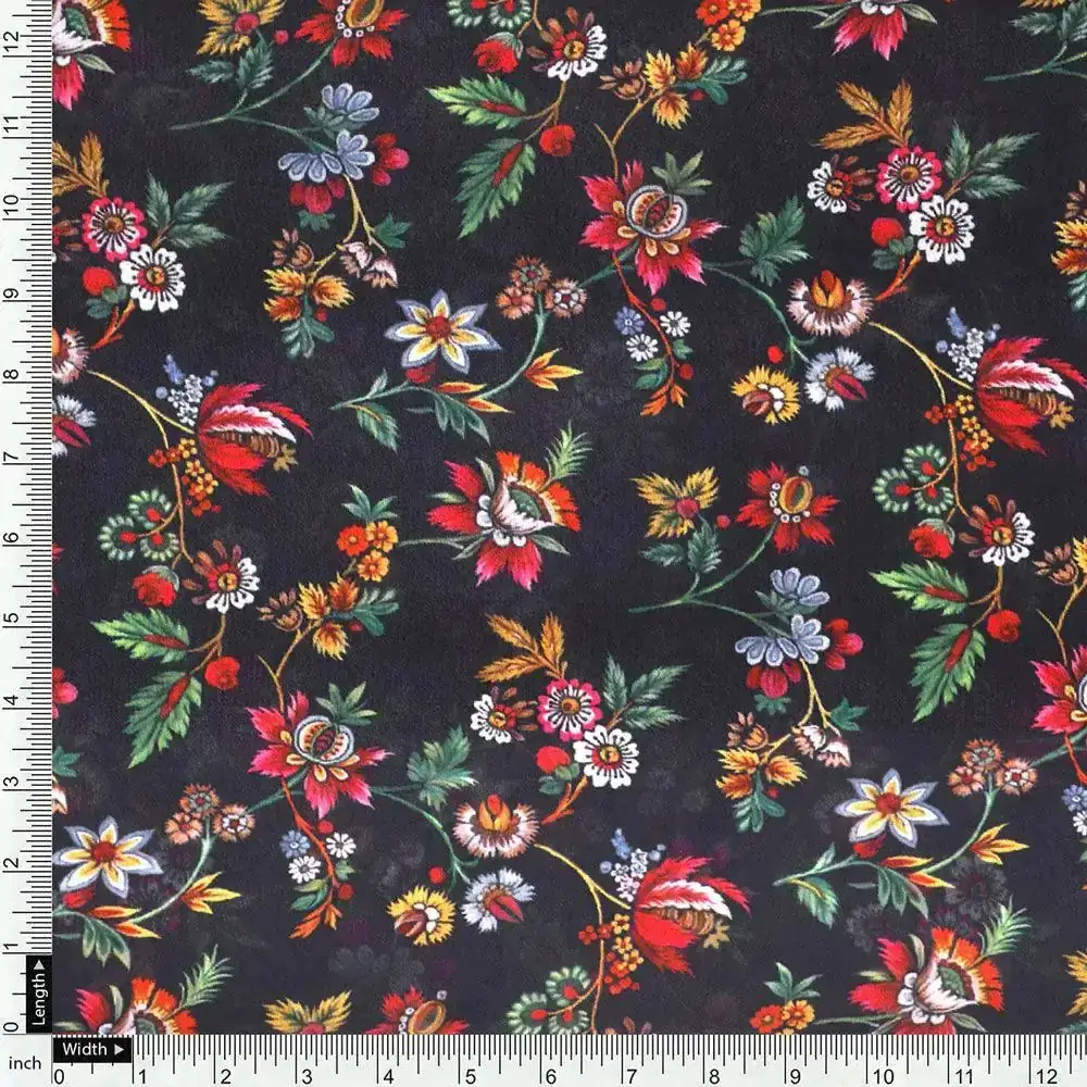 Small Wild Flower Motif Digital Printed Fabric - Image 4