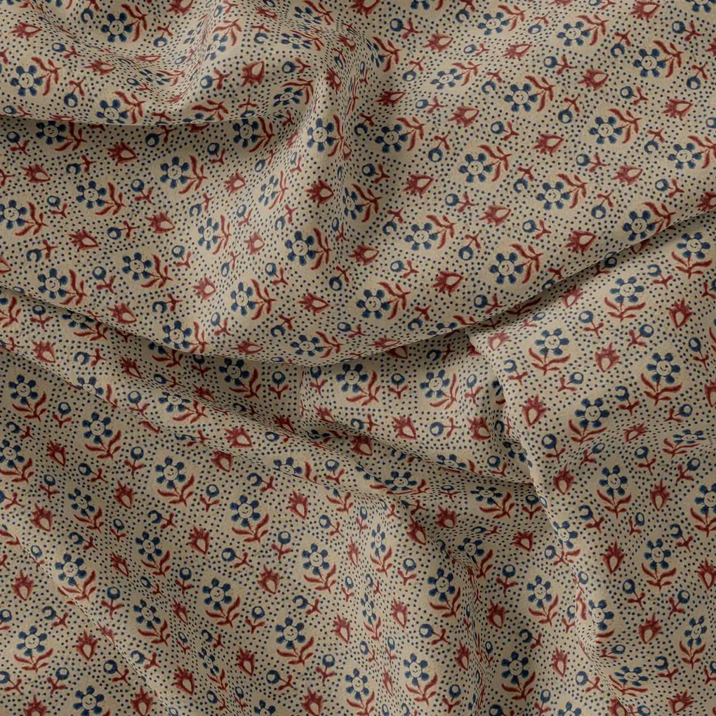 Smile Sunflower With Tiny Doted Digital Printed Fabric - Pure Muslin - Image 4