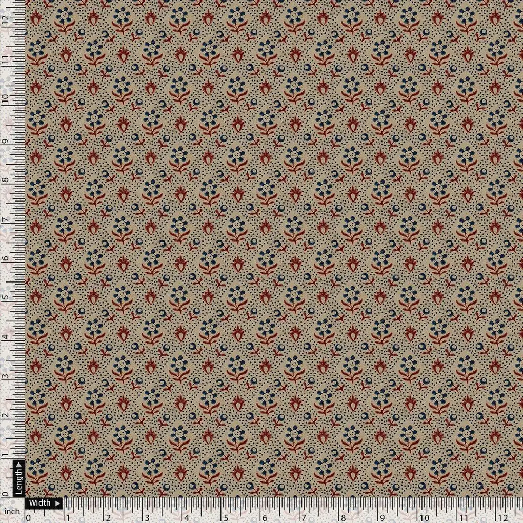 Smile Sunflower With Tiny Doted Digital Printed Fabric - Rayon - Image 3