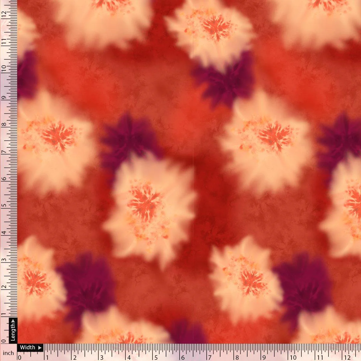 Spotted Orange And Purple Flower Digital Printed Fabric - Pure Georgette - Image 4