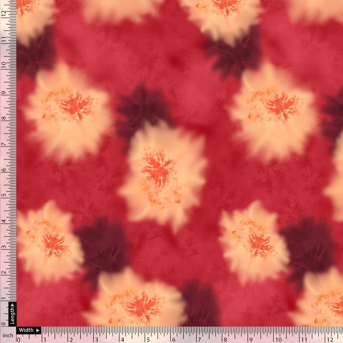 Spotted Red And Blackish Flower Digital Printed Fabric - Pure Muslin - Image 4