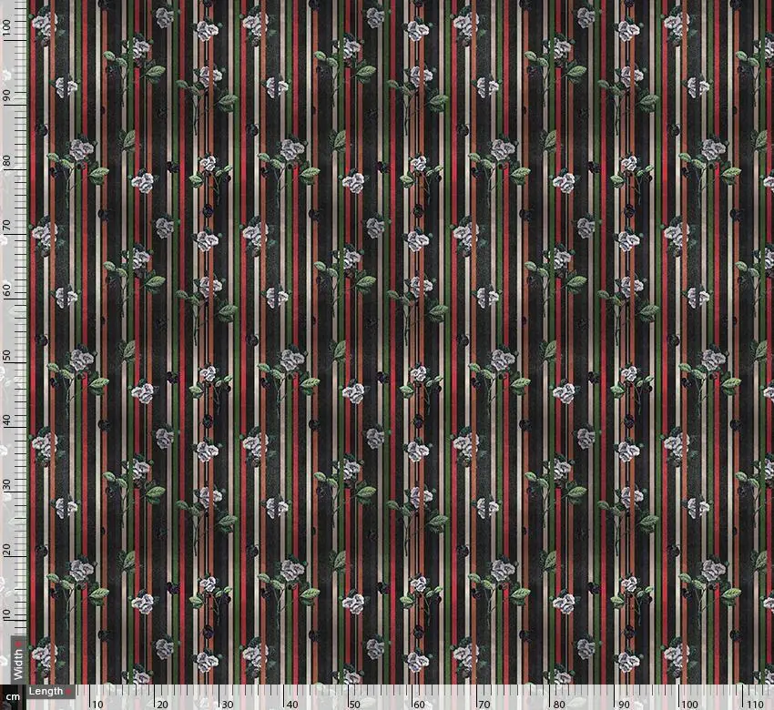 Stripes And Flower Digtal Printed Fabric - Image 2