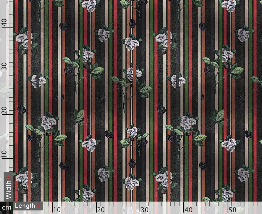 Stripes And Flower Digtal Printed Fabric - Image 3