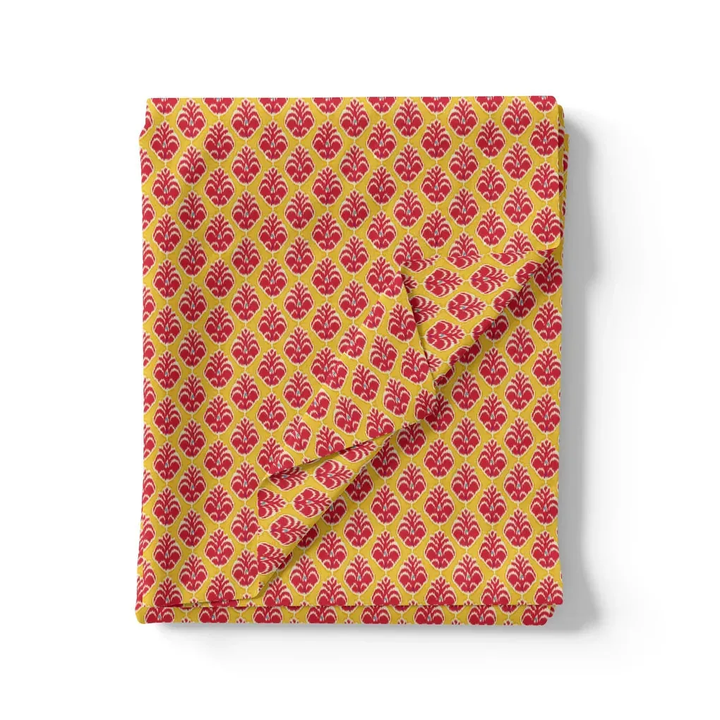 Stylish Red Fleur-de-lis Yellow Flower Digital Printed Fabric - Image 3