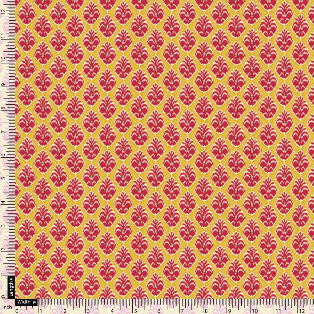 Stylish Red Fleur-de-lis Yellow Flower Digital Printed Fabric - Image 5