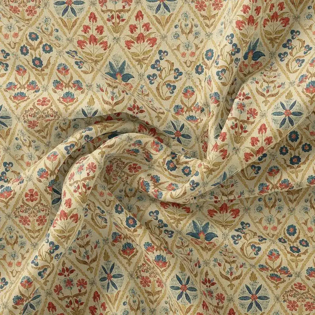 Stylized Harlequin Motif Digital Printed Fabric - Pure Chinon - Image 3