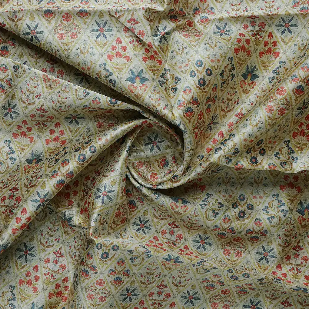 Stylized Harlequin Motif Digital Printed Fabric - Tusser Silk - Image 2