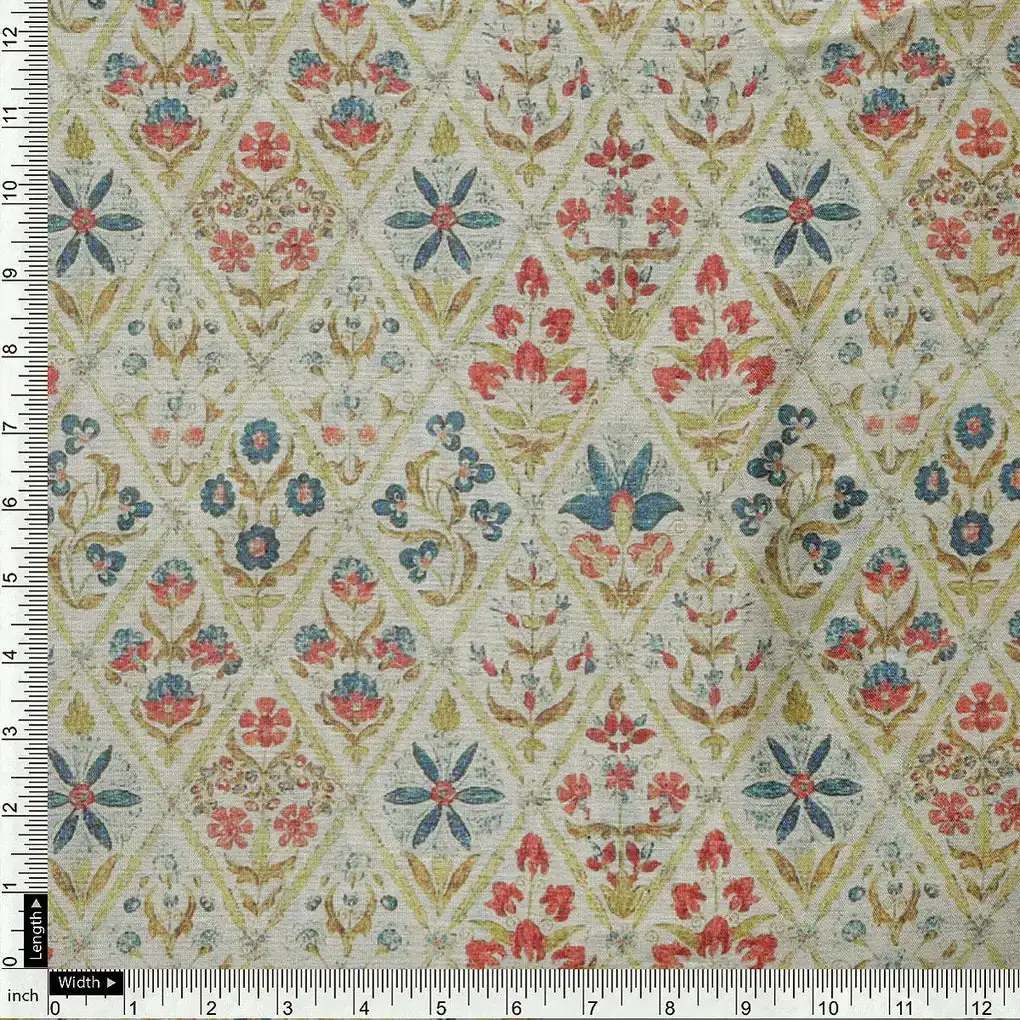 Stylized Harlequin Motif Digital Printed Fabric - Tusser Silk - Image 4