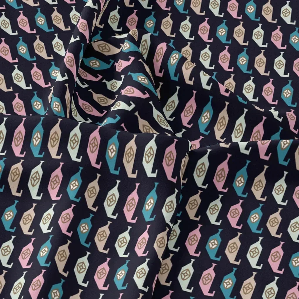 Stylized Leaf Motif Allover Digital Printed Fabric - Kora Silk - Image 3