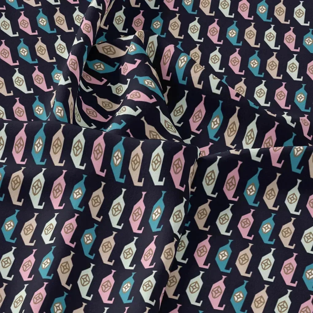 Stylized Leaf Motif Allover Digital Printed Fabric - Pure Chinon - Image 3