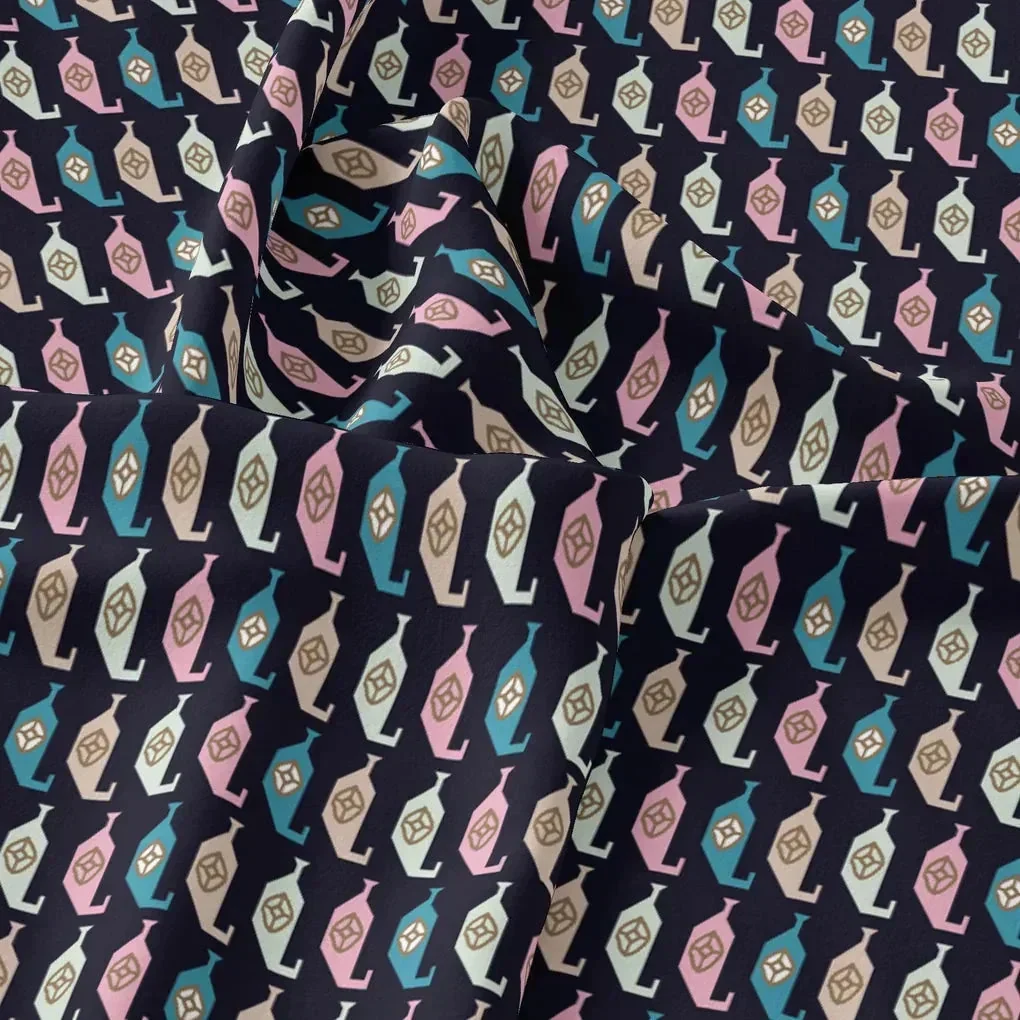 Stylized Leaf Motif Allover Digital Printed Fabric - Tusser Silk - Image 3