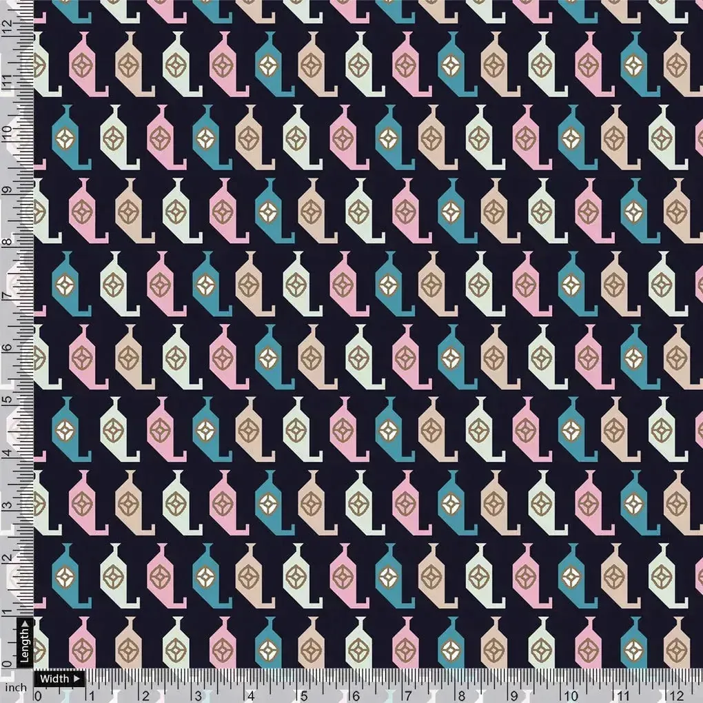 Stylized Leaf Motif Allover Digital Printed Fabric - Tusser Silk - Image 4