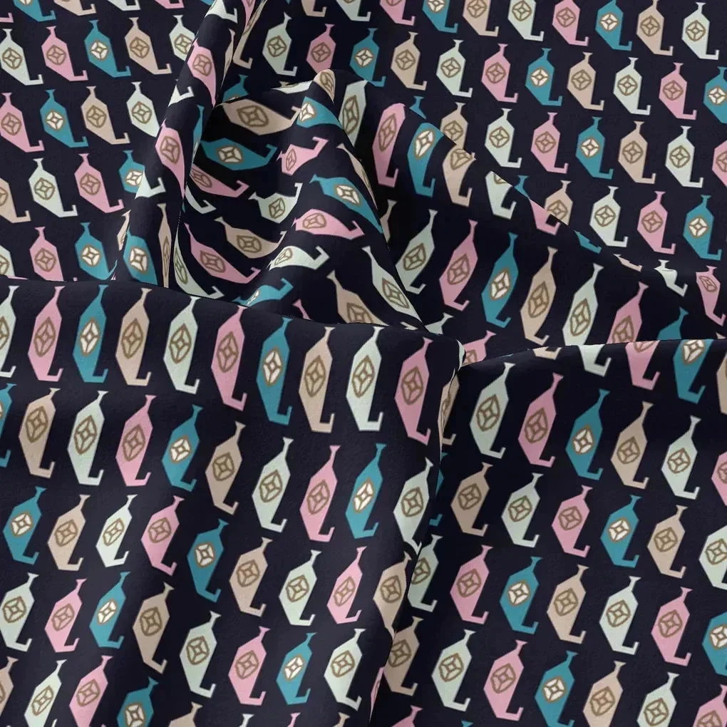 Stylized Leaf Motif Allover Digital Printed Fabric - Upada Silk - Image 3