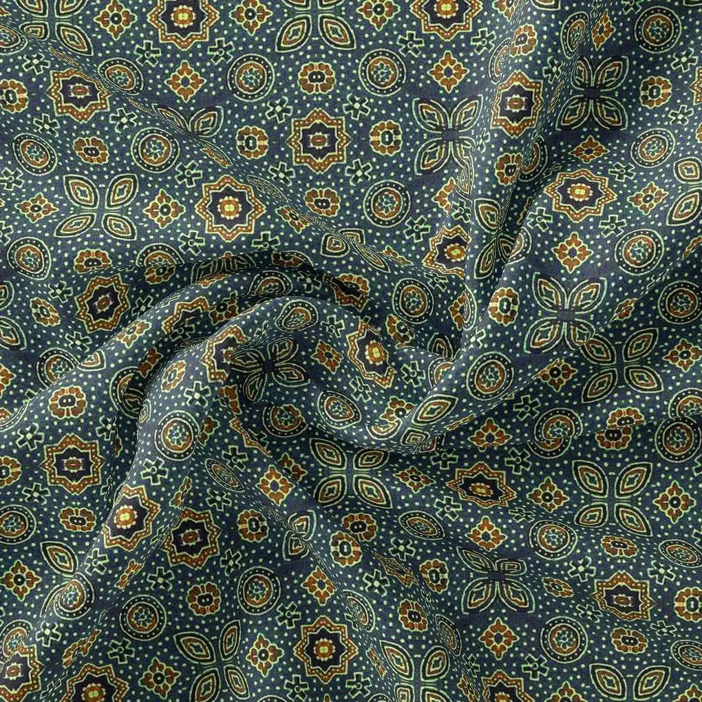 Stylized Medallion Motif Digital Printed Fabric - Image 3