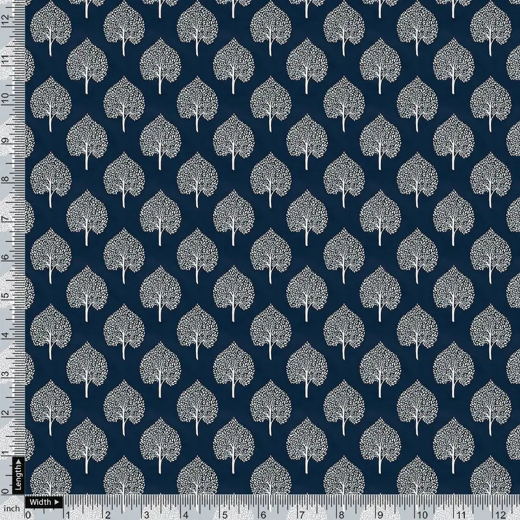 Stylized Mepal Leaf Motif Digital Printed Fabric - Image 4
