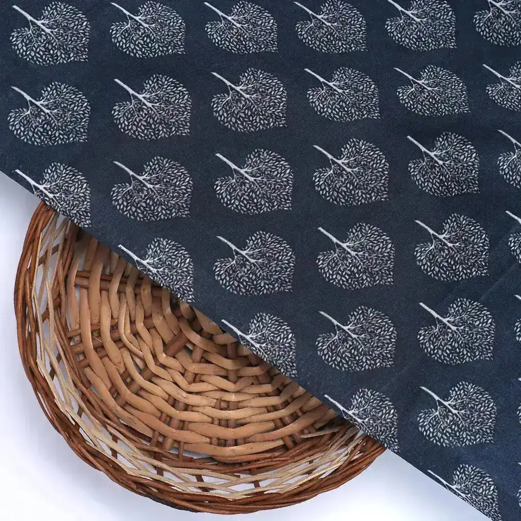 Stylized Mepal Leaf Motif Digital Printed Fabric - Japan Satin - Image 2