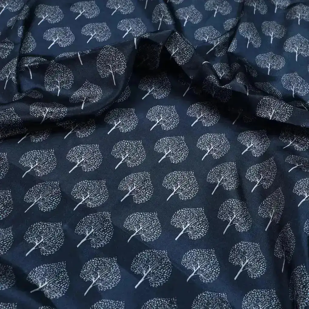 Stylized Mepal Leaf Motif Digital Printed Fabric - Japan Satin - Image 3