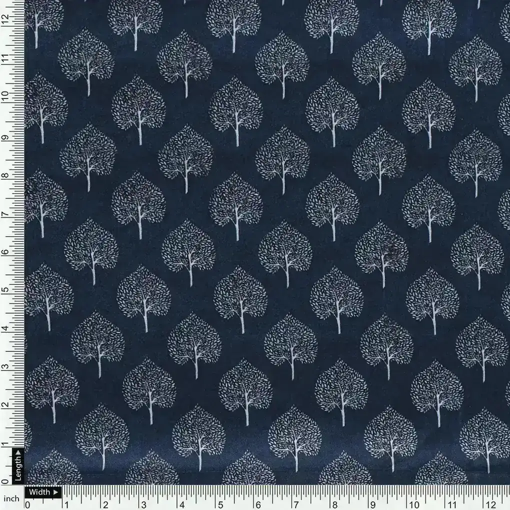 Stylized Mepal Leaf Motif Digital Printed Fabric - Japan Satin - Image 4