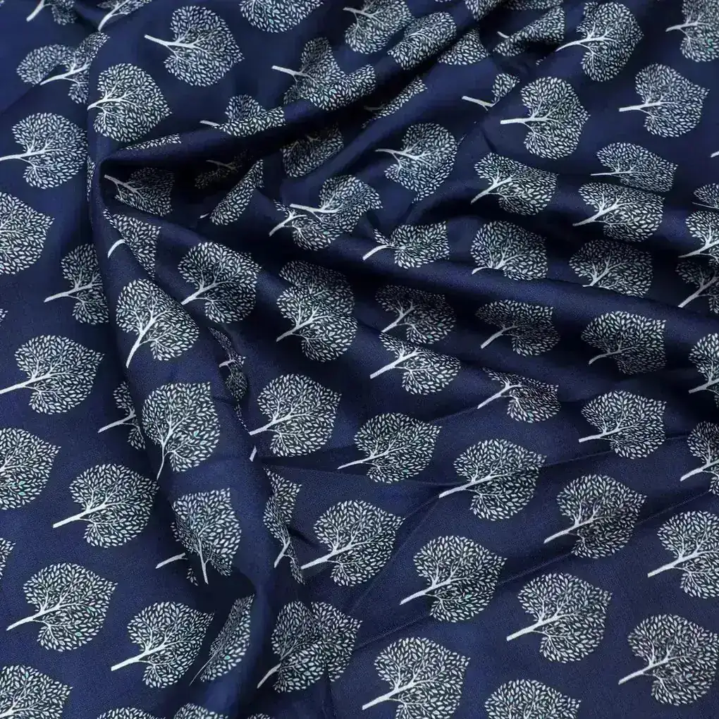 Stylized Mepal Leaf Motif Digital Printed Fabric - Kora Silk - Image 3