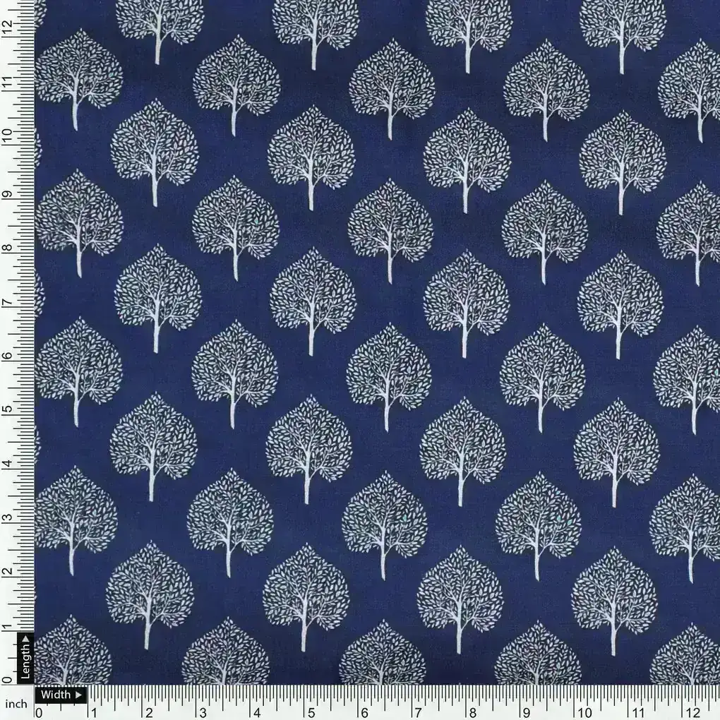 Stylized Mepal Leaf Motif Digital Printed Fabric - Kora Silk - Image 4