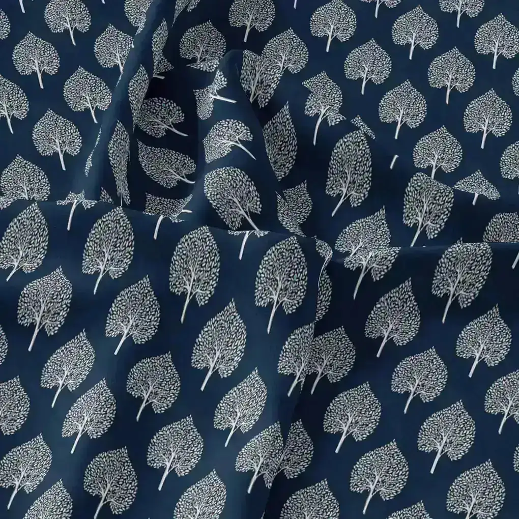 Stylized Mepal Leaf Motif Digital Printed Fabric - Pure Cotton - Image 3