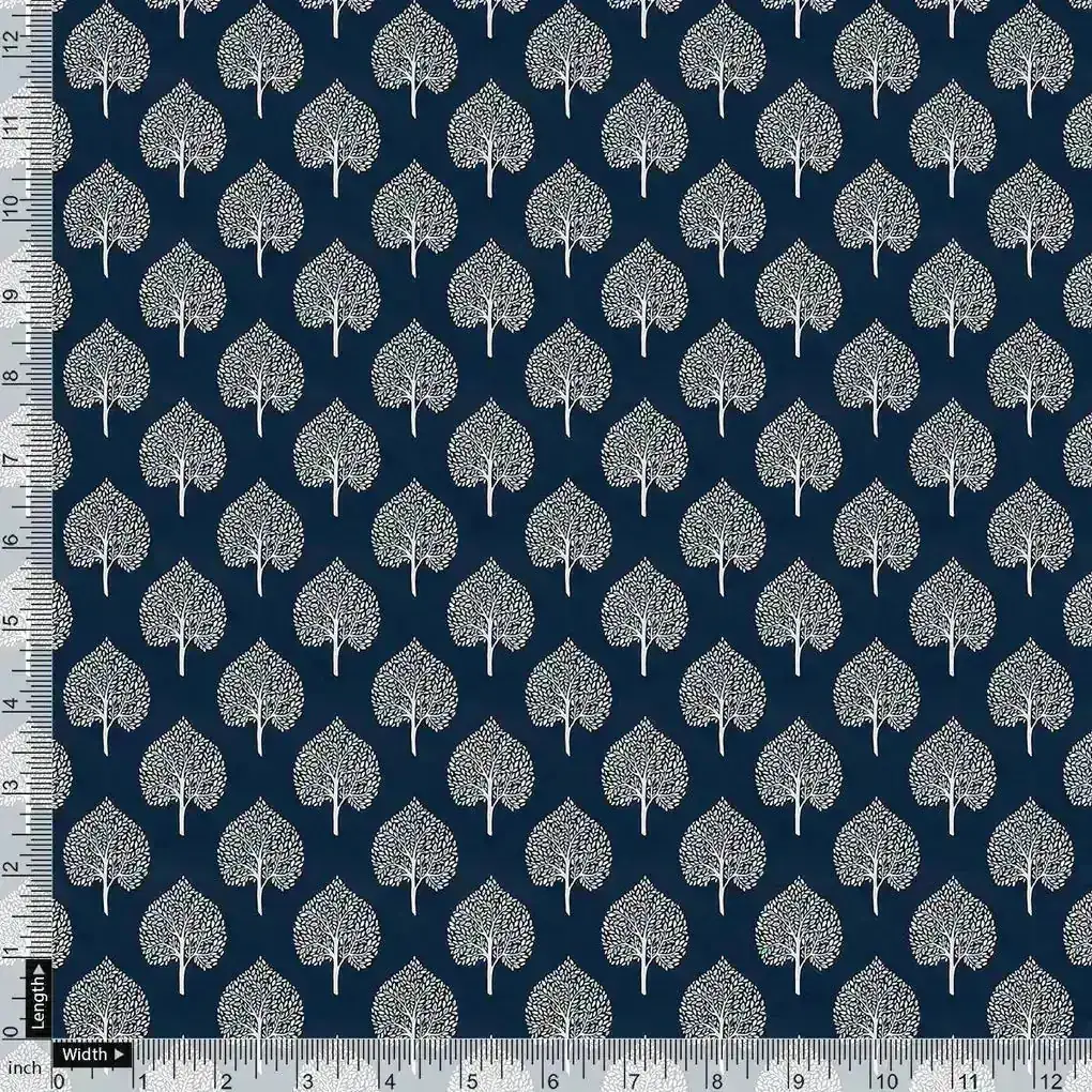 Stylized Mepal Leaf Motif Digital Printed Fabric - Pure Cotton - Image 4
