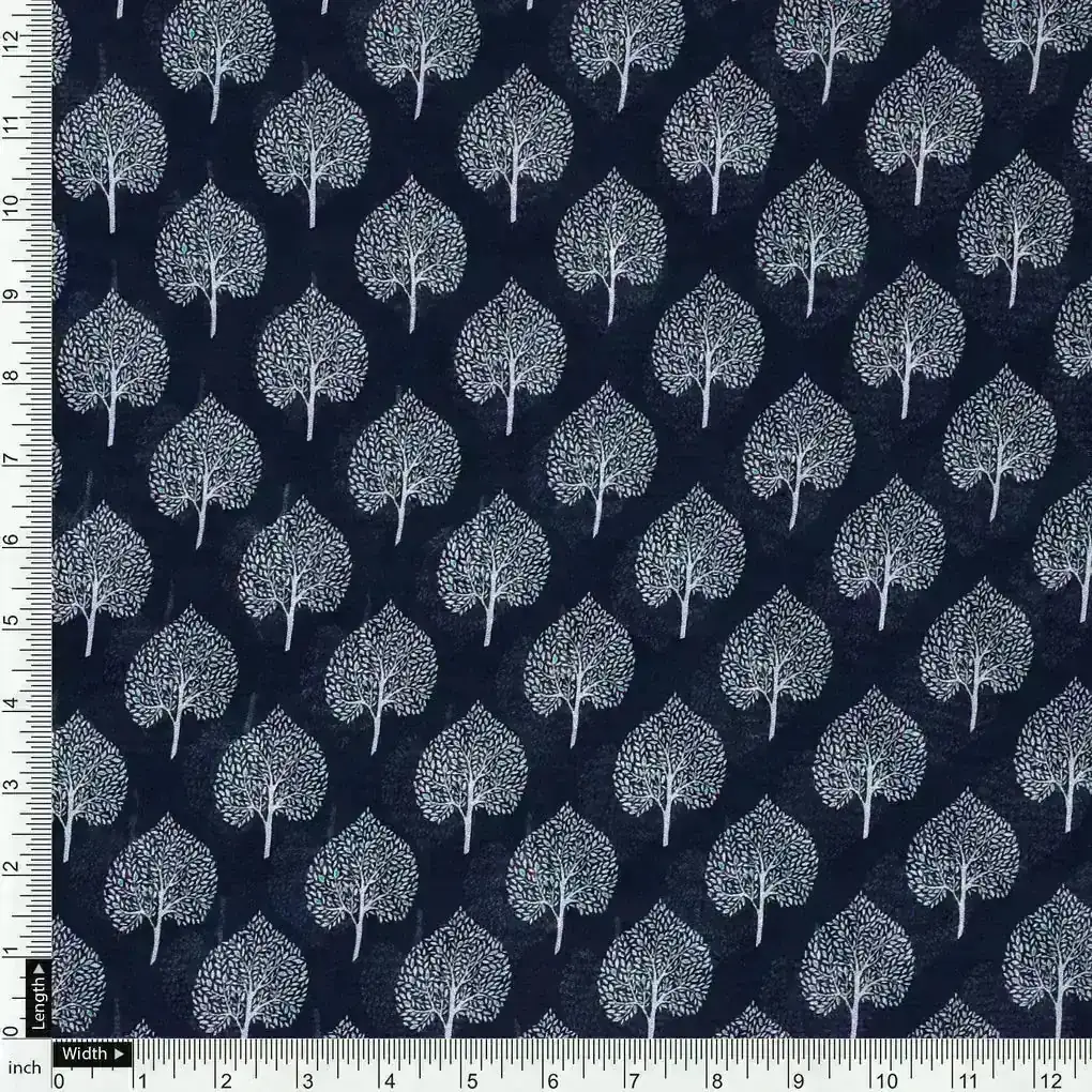 Stylized Mepal Leaf Motif Digital Printed Fabric - Pure Georgette - Image 4