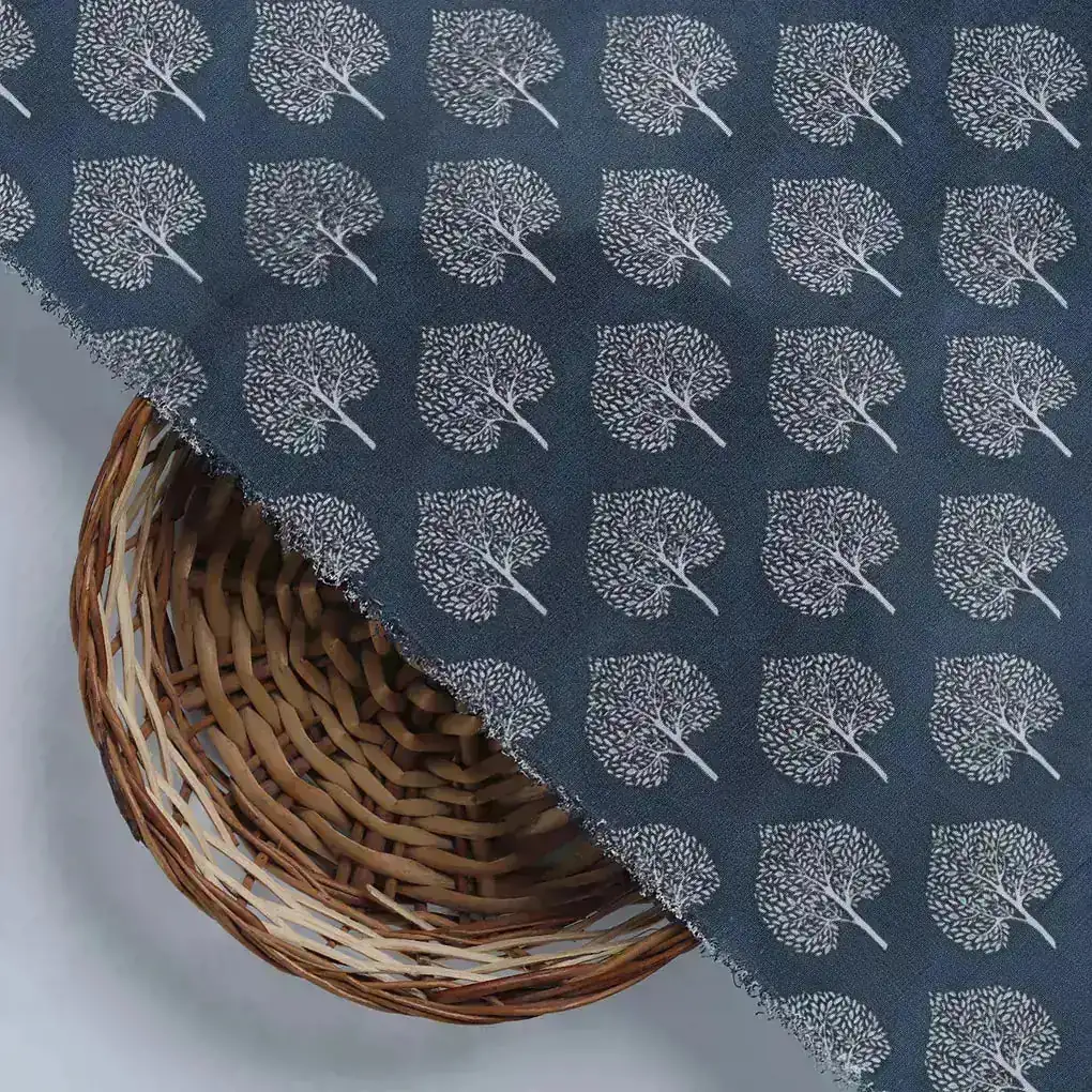 Stylized Mepal Leaf Motif Digital Printed Fabric - Crepe - Image 3