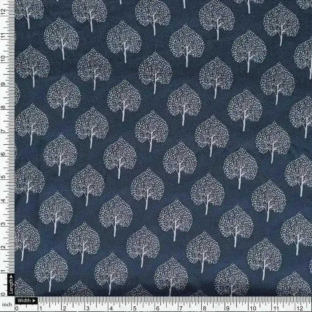 Stylized Mepal Leaf Motif Digital Printed Fabric - Crepe - Image 4