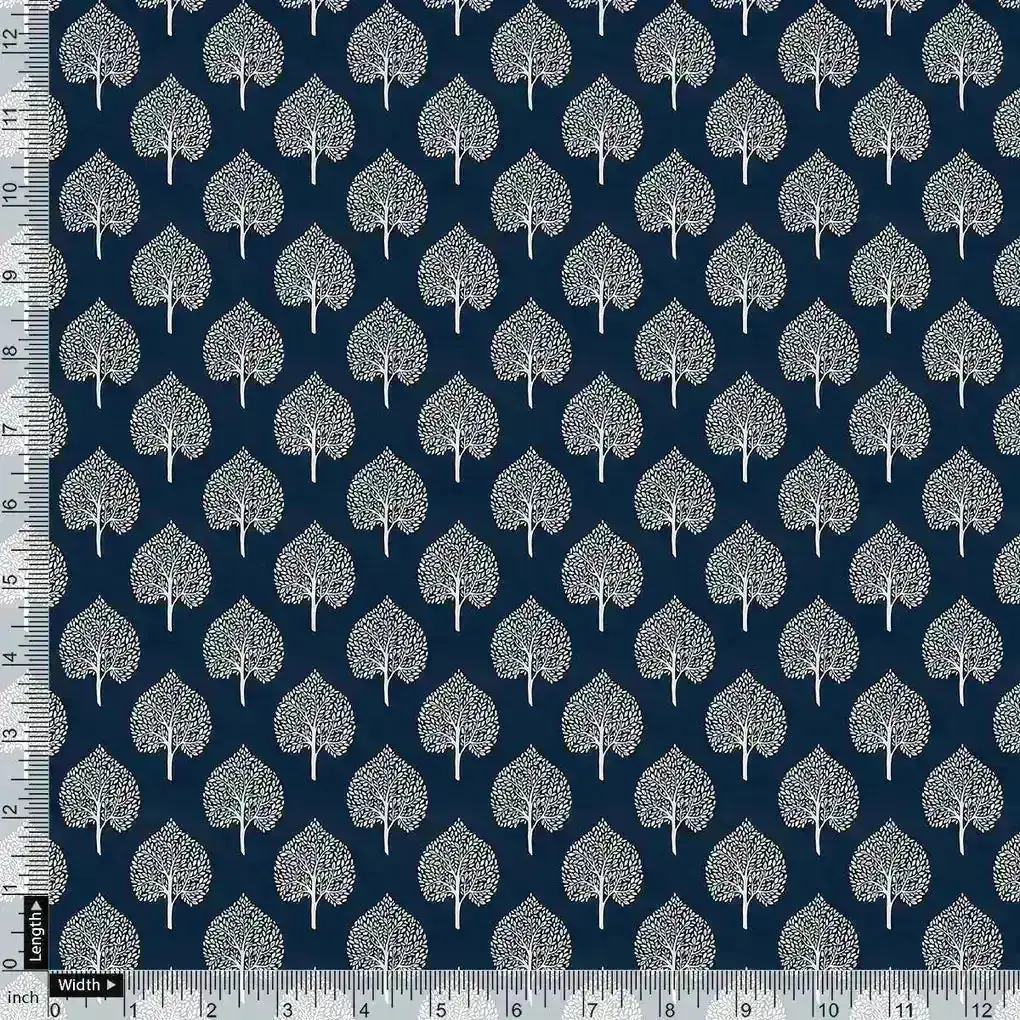 Stylized Mepal Leaf Motif Digital Printed Fabric - Upada Silk - Image 4