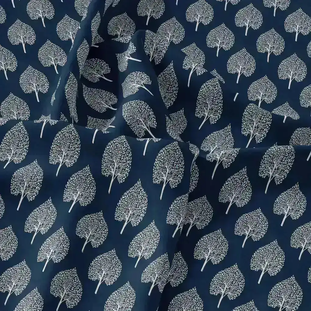 Stylized Mepal Leaf Motif Digital Printed Fabric - Weightless - Image 3