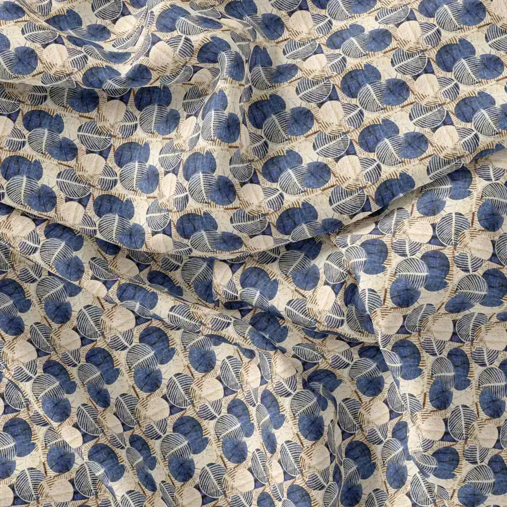 Stylized Round Leaf Digital Printed Fabric - Japan Satin - Image 3