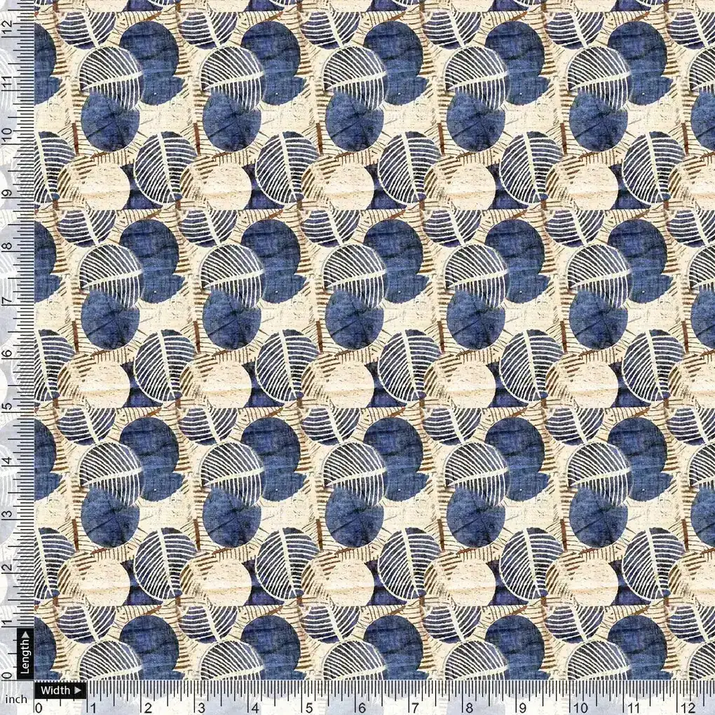 Stylized Round Leaf Digital Printed Fabric - Japan Satin - Image 4