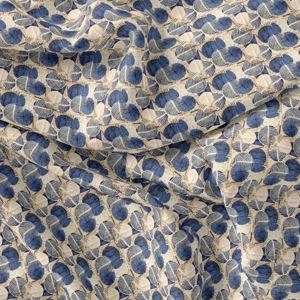 Stylized Round Leaf Digital Printed Fabric - Muslin - Image 3