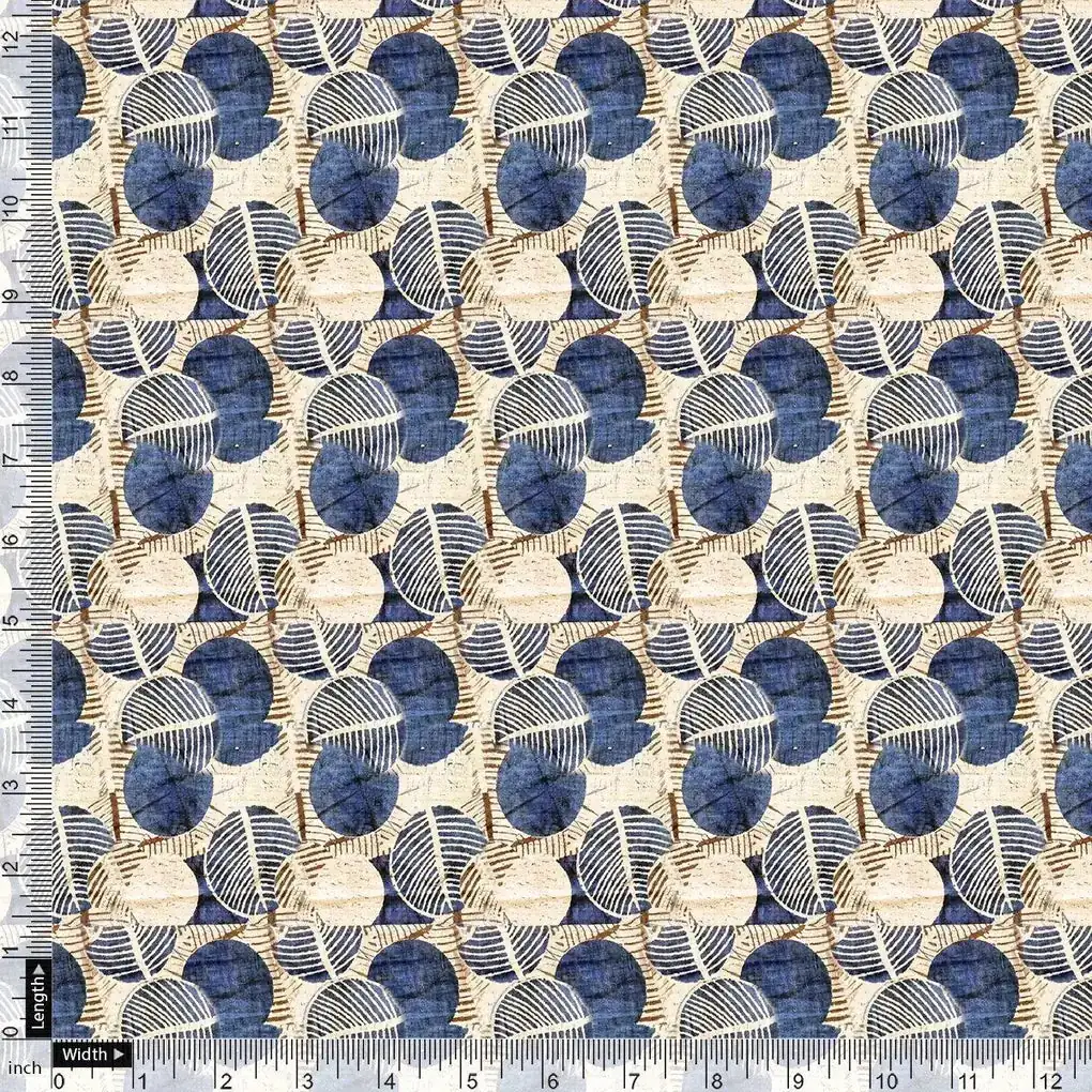 Stylized Round Leaf Digital Printed Fabric - Pure Georgette - Image 4