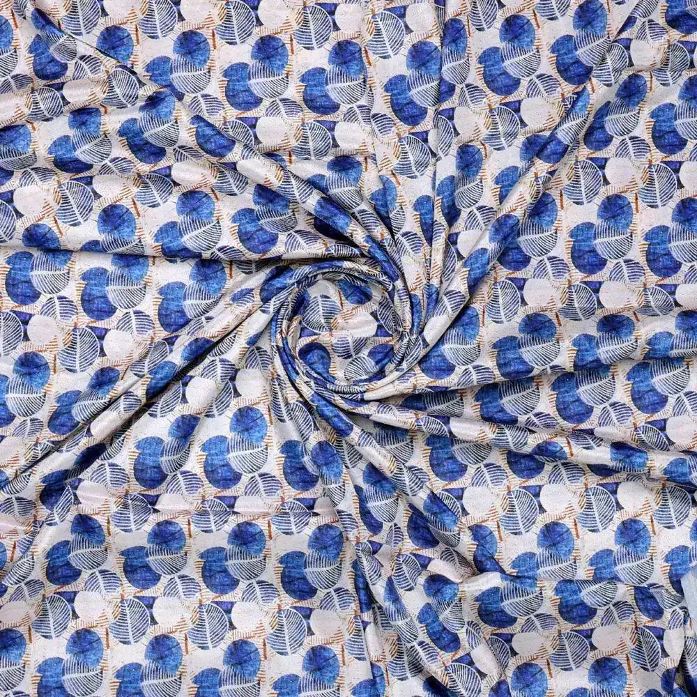 Stylized Round Leaf Digital Printed Fabric - Crepe - Image 2