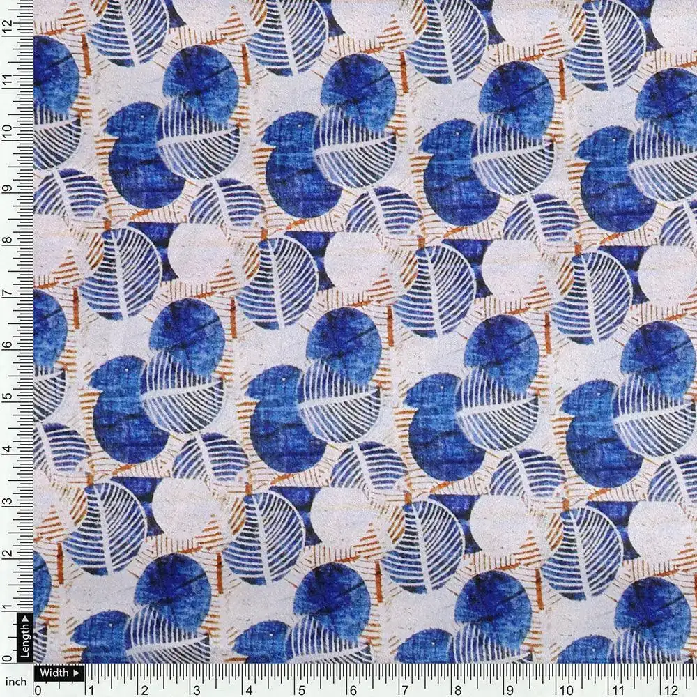 Stylized Round Leaf Digital Printed Fabric - Crepe - Image 4